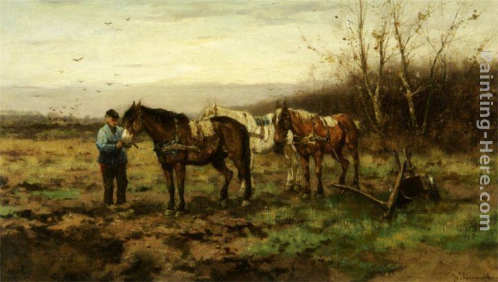 Johan Frederik Cornelis Scherrewitz Tethering the Plough Horses